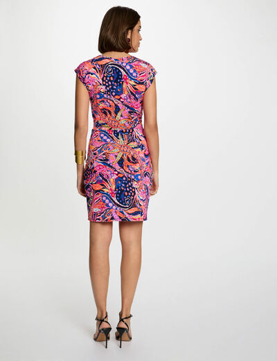 Robe courte ajustée imprimée multicolore femme