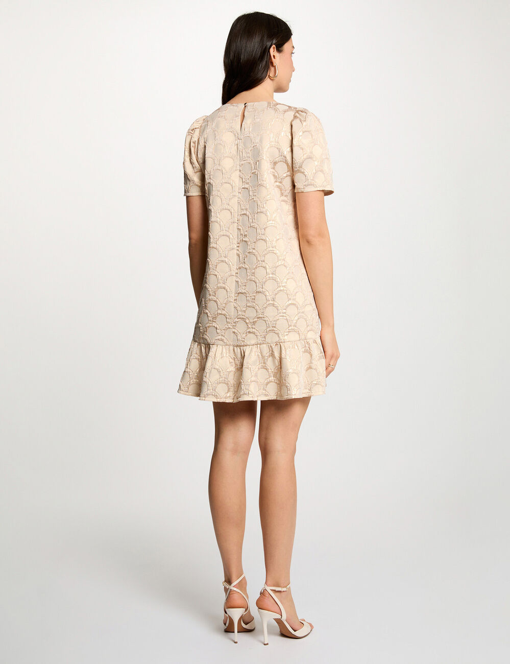 Robe courte jacquard rose pastel femme