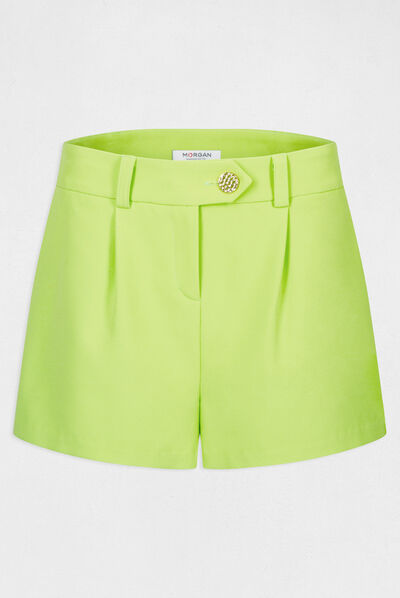 Short city droit à pinces anis femme