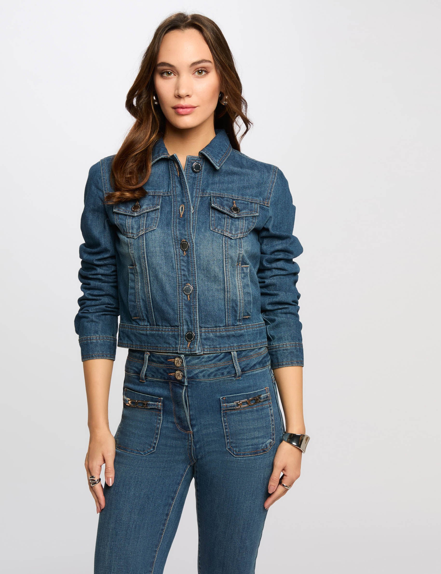 Veste courte en jean - Morgan - Modalova