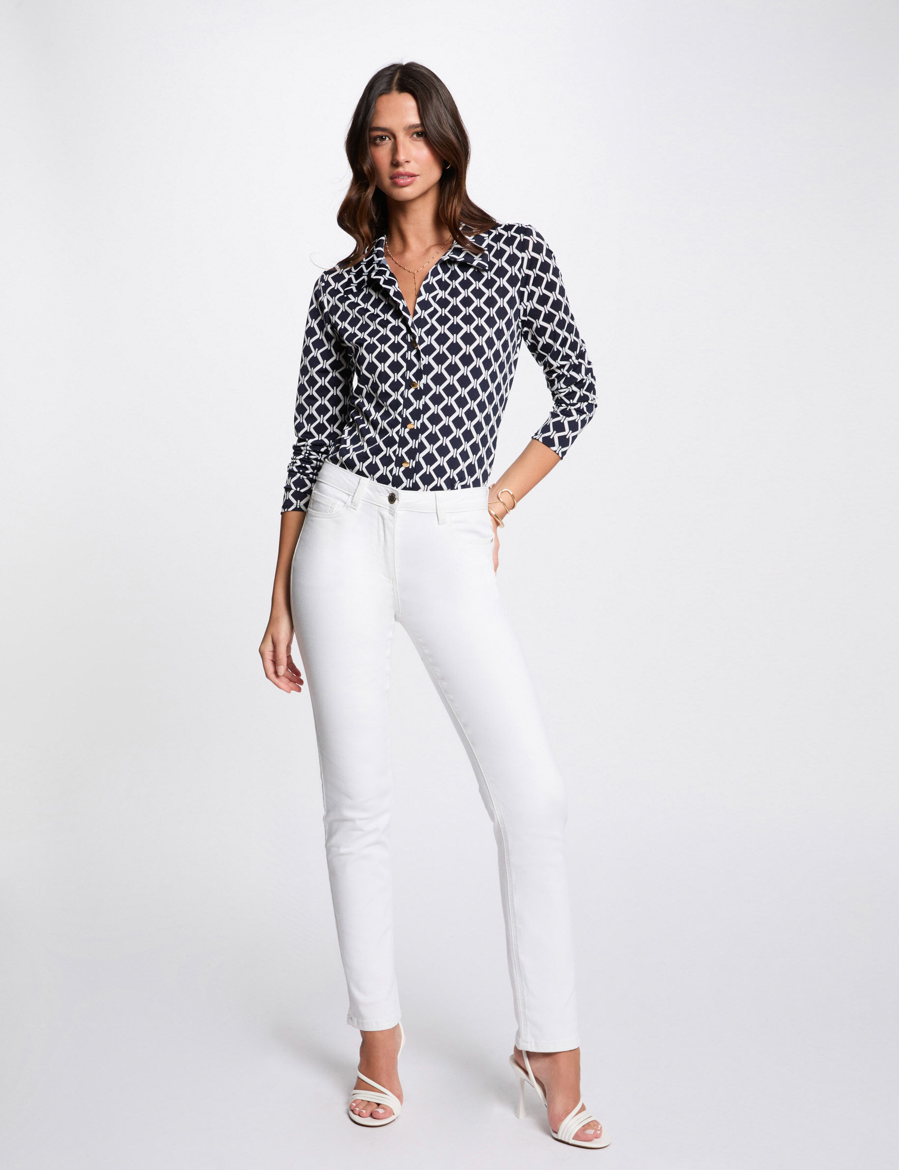 Pantalon droit blanc femme - Morgan - Modalova