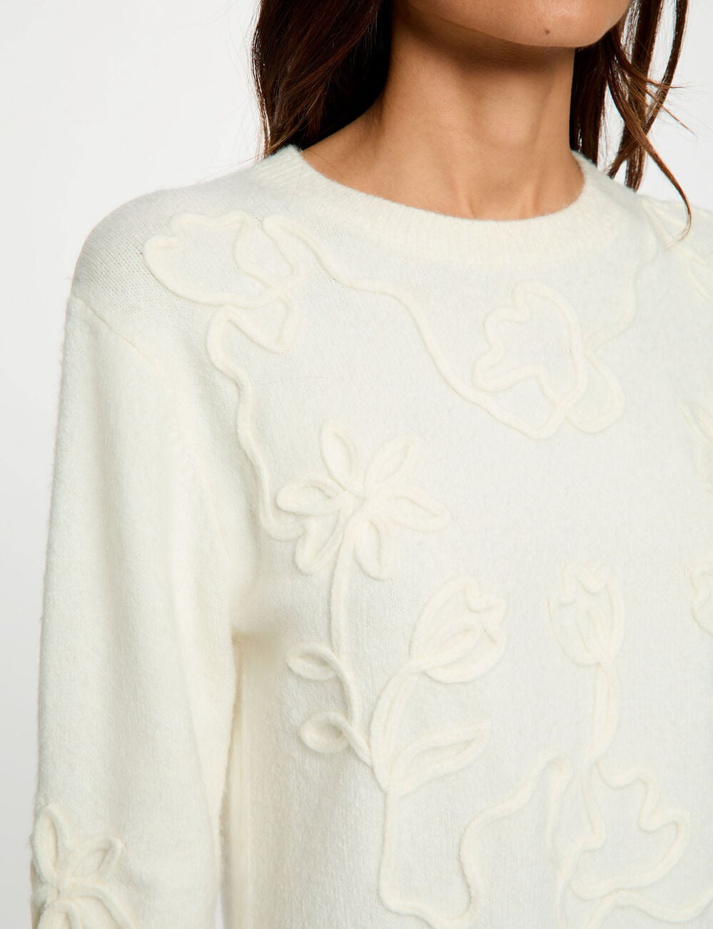 Robe tricot manches longues ivoire femme