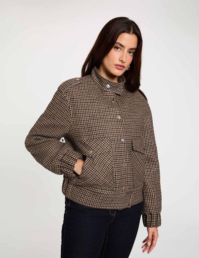 Blouson tweed col mao multicolore femme