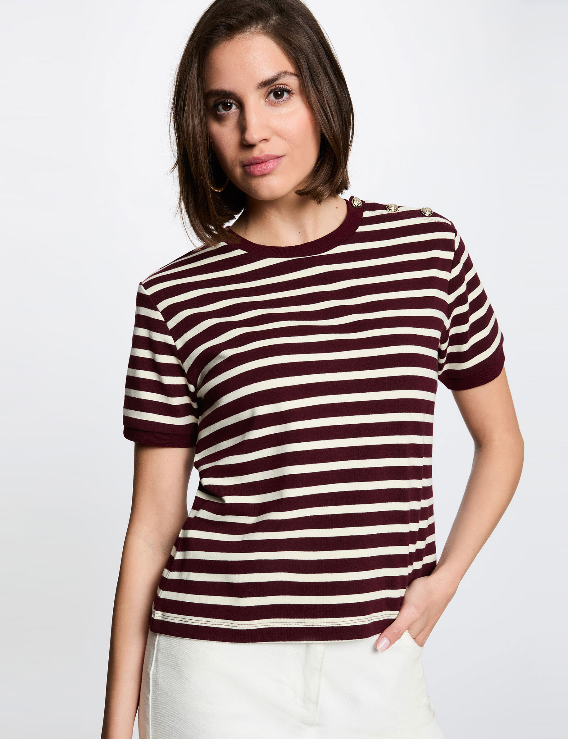 T shirt rayé col rond femme