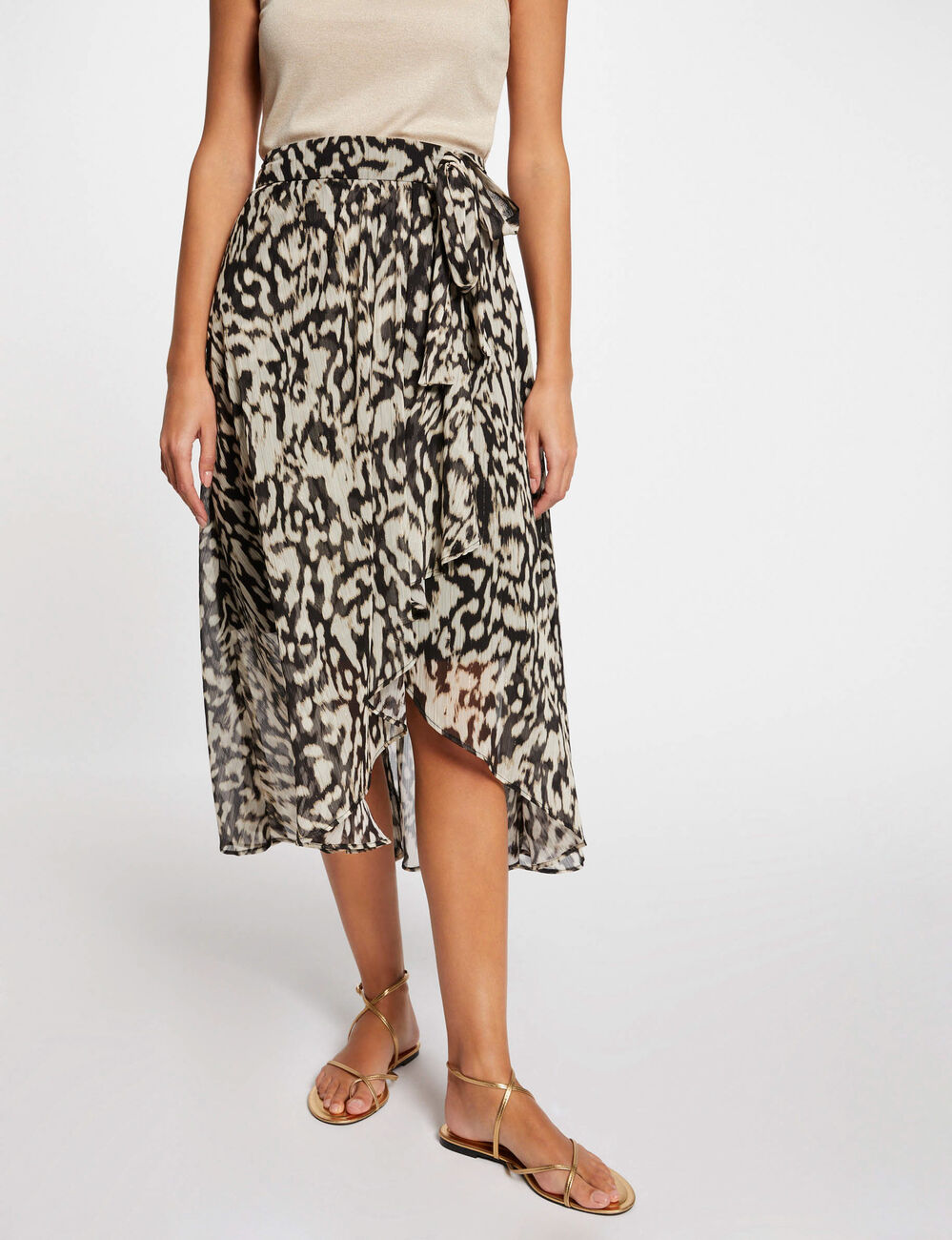 Jupe midi imprim&eacute; animalier multico femme