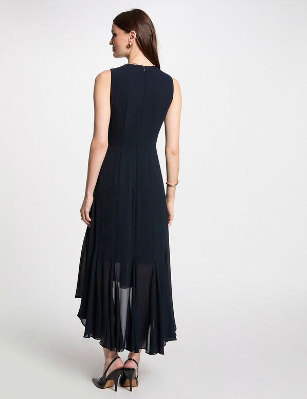 robe midi droite fluide bleu marine femme Robe midi droite fluide bleu marine femme