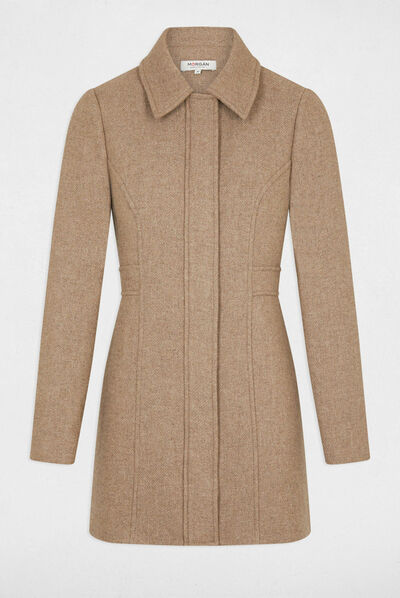 Manteau cintré zippé beige femme