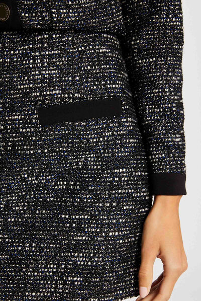 Jupe droite taille haute marine femme