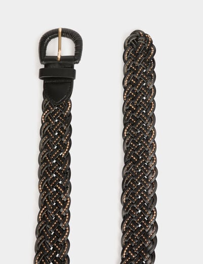 Ceinture tressée noir femme
