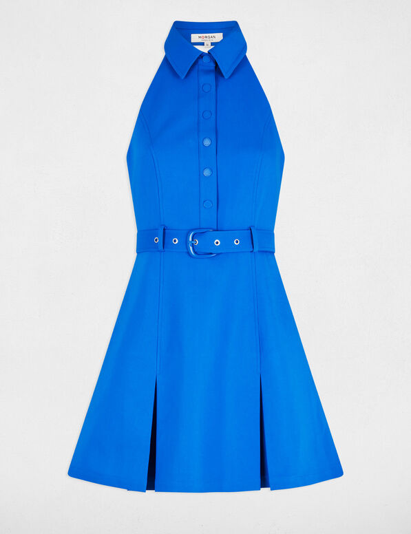 robe courte ajustee plis bleu electrique femme Robe courte ajustée plis bleu electrique femme