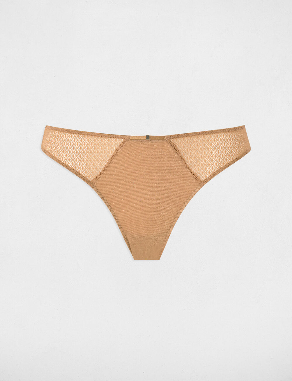 Slip dentelle taille basse jaune or femme