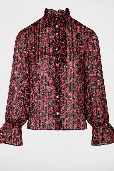 Chemise manches longues imprimé floral multico femme