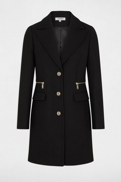 Manteau cintré avec détail zippé noir femme