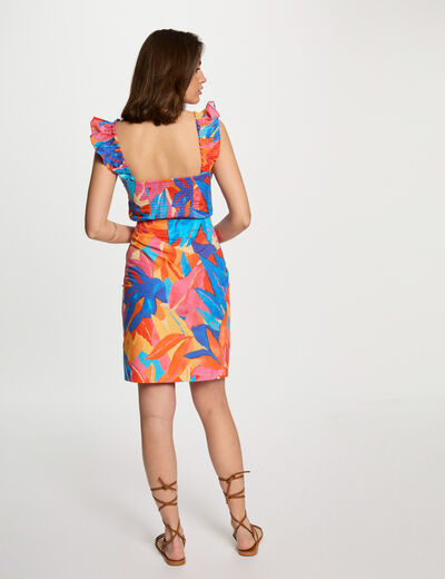 Top imprimé volants multicolore femme