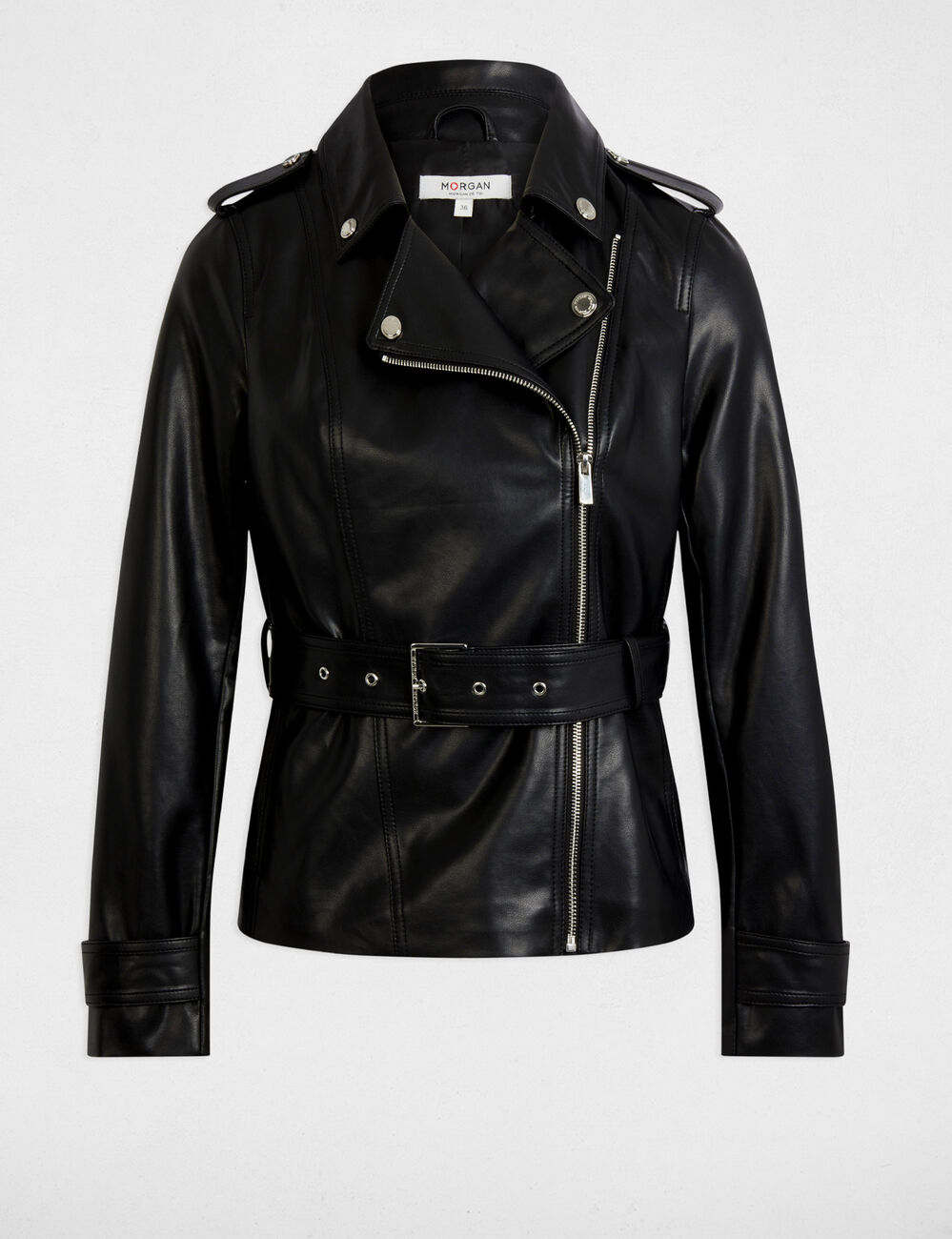 Blouson simili cuir noir femme