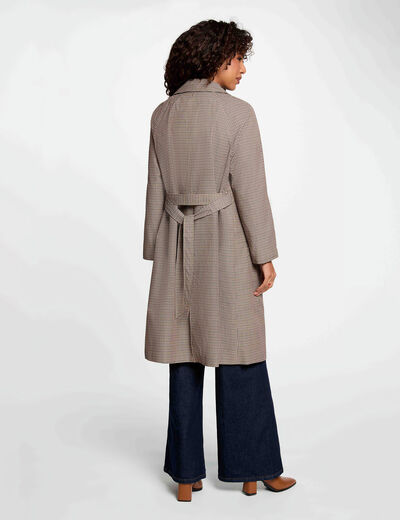 Trench ceintur&eacute; manches longues multicolore femme