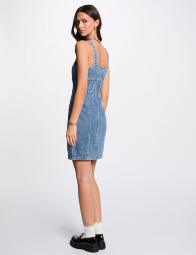 robe courte ajustee en jean denim stone femme Robe courte ajustée en jean denim stone femme
