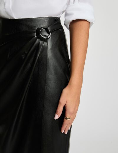 Jupe longue portefeuille noir femme
