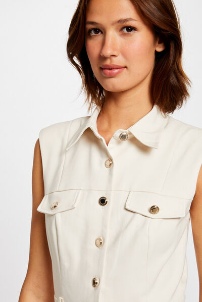 Combinaison droite boutonnée ivoire femme