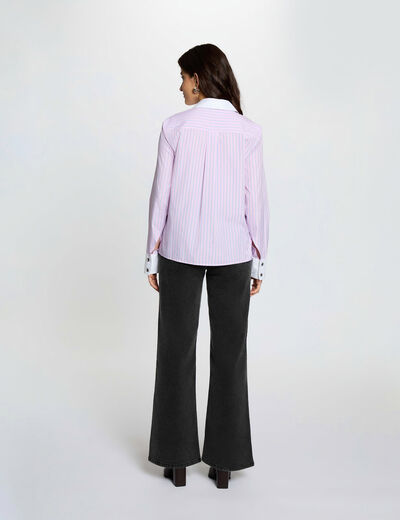 Jean large taille haute denim noir femme