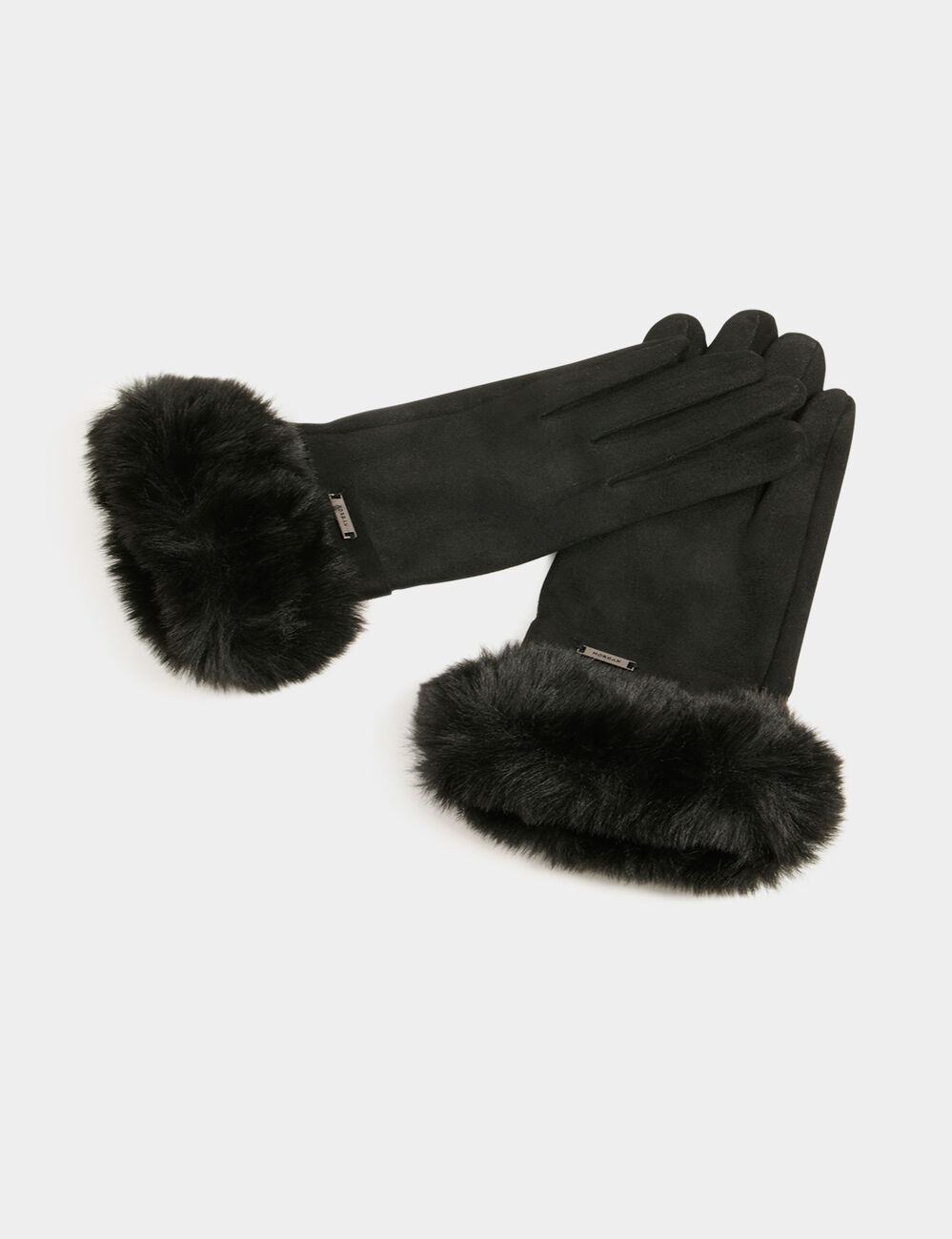 Gants d&eacute;tails fourrure noir femme