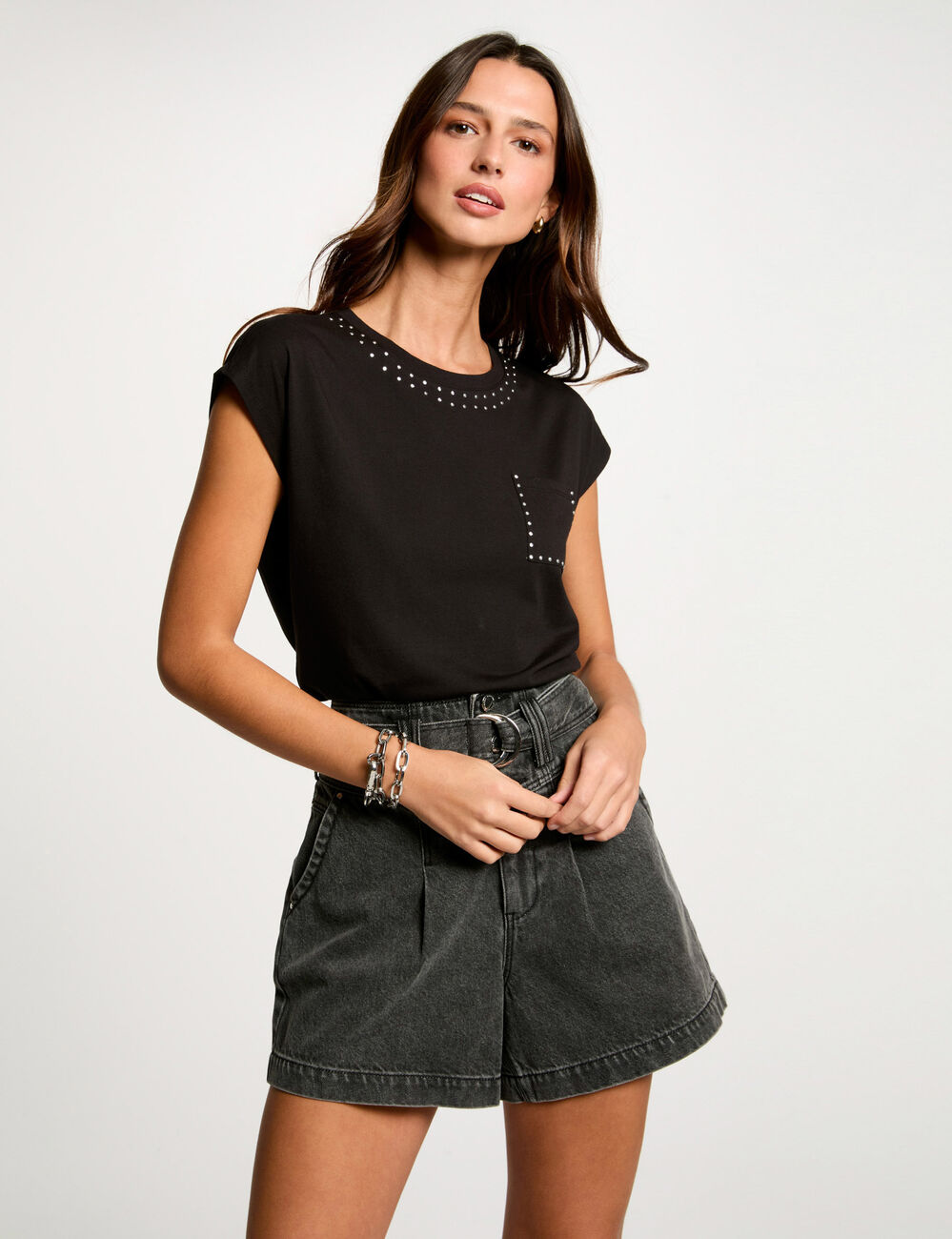 T-shirt manches courtes noir femme