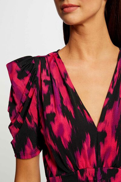 T-shirt manches courtes imprimé abstrait multico femme