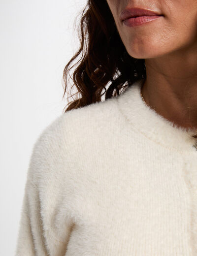 Robe tricot cintr&eacute;e ivoire femme