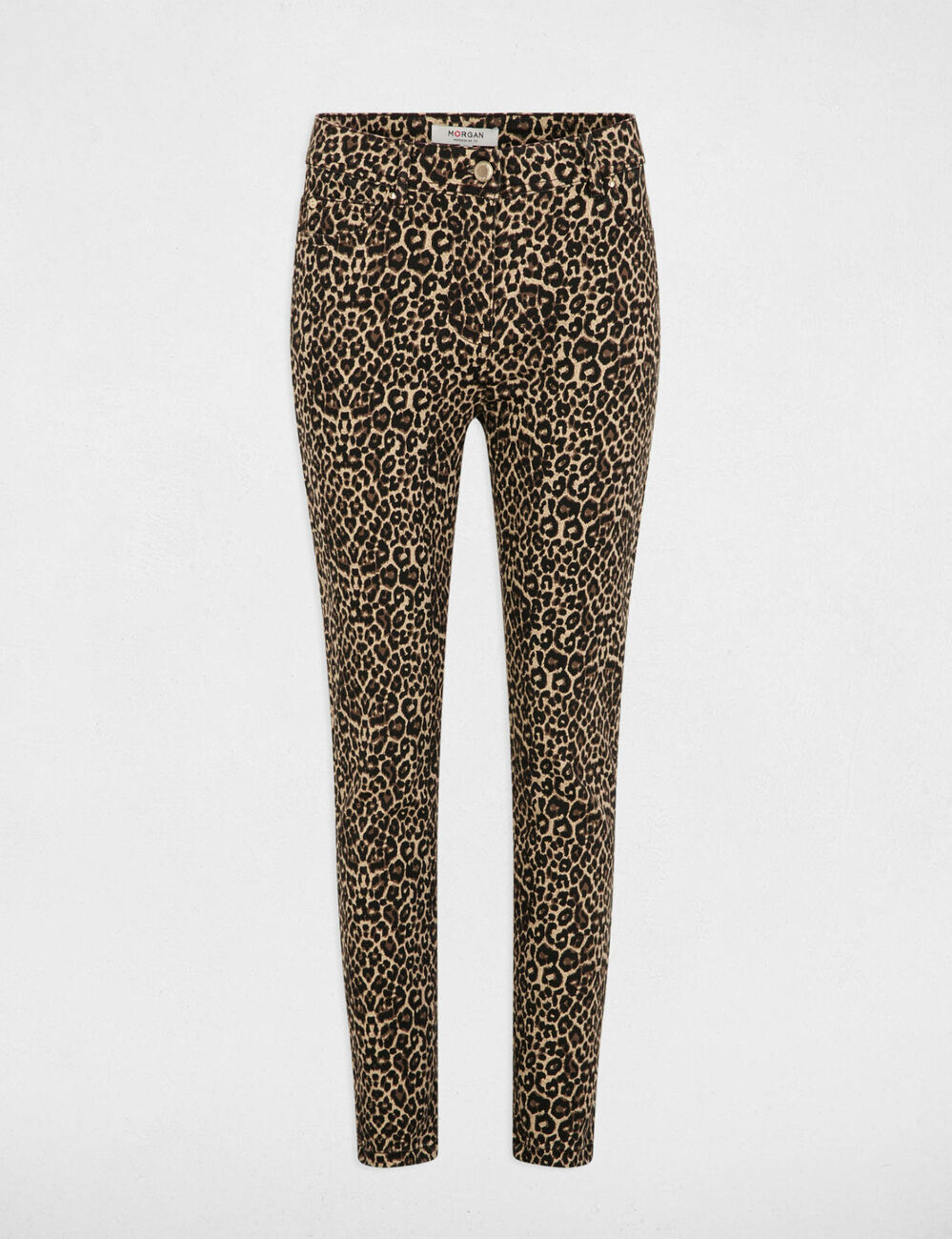 Pantalon slim imprimé léopard multicolore femme