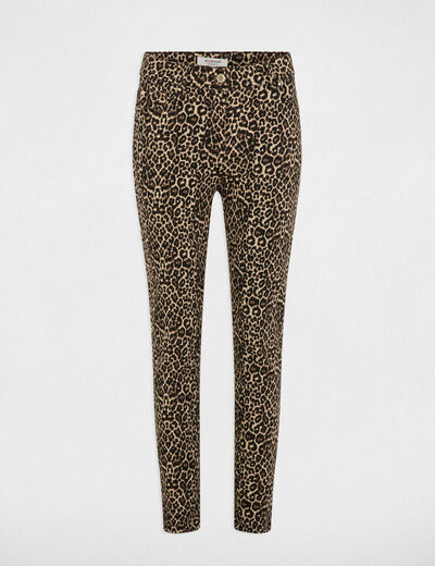 Pantalon slim imprimé léopard multicolore femme