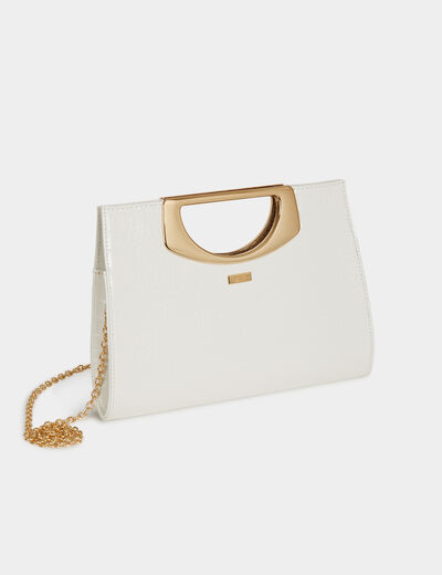 Sac pochette aspect croco blanc femme