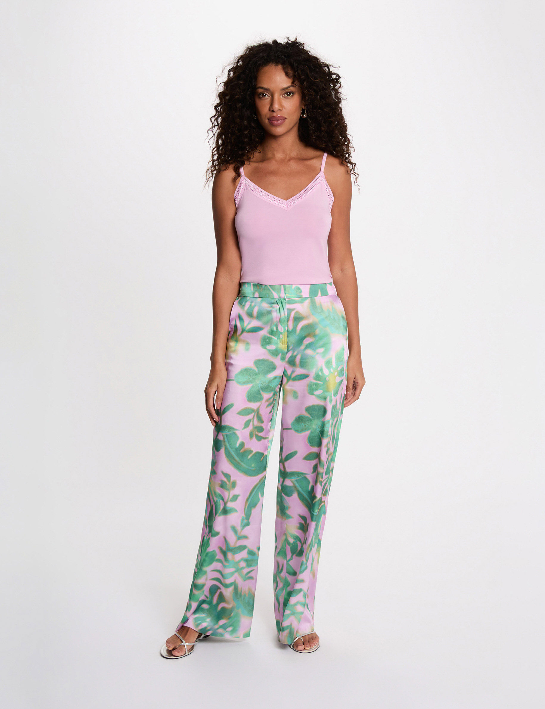 Pantalon large taille haute femme