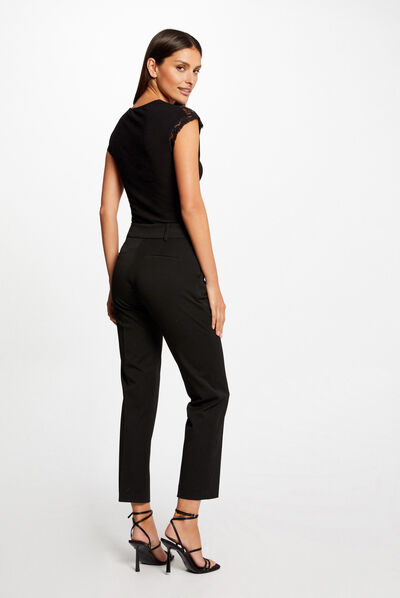 T-shirt manches courtes avec noeud noir femme