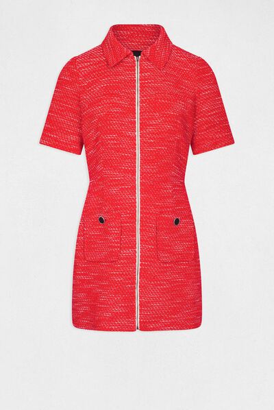 Robe cintrée zippée manches courtes multico femme