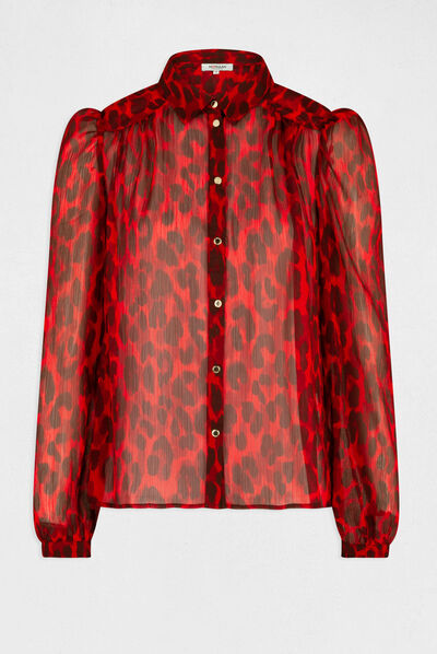 Chemise manches longues imprimé léopard multico femme