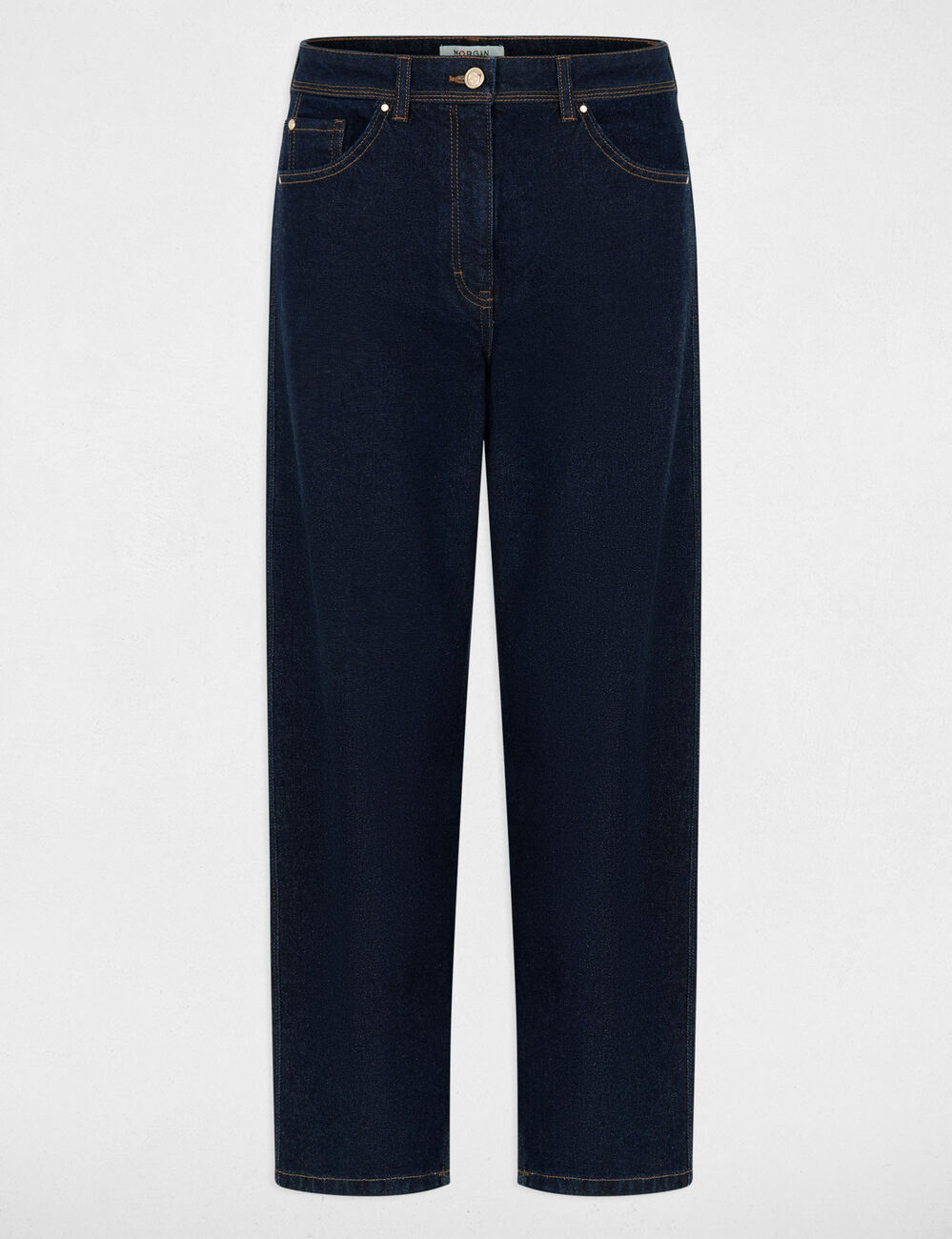 Jean droit taille haute denim brut femme