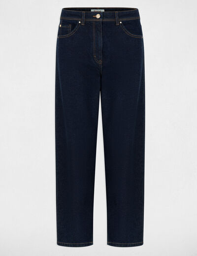 Jean droit taille haute denim brut femme