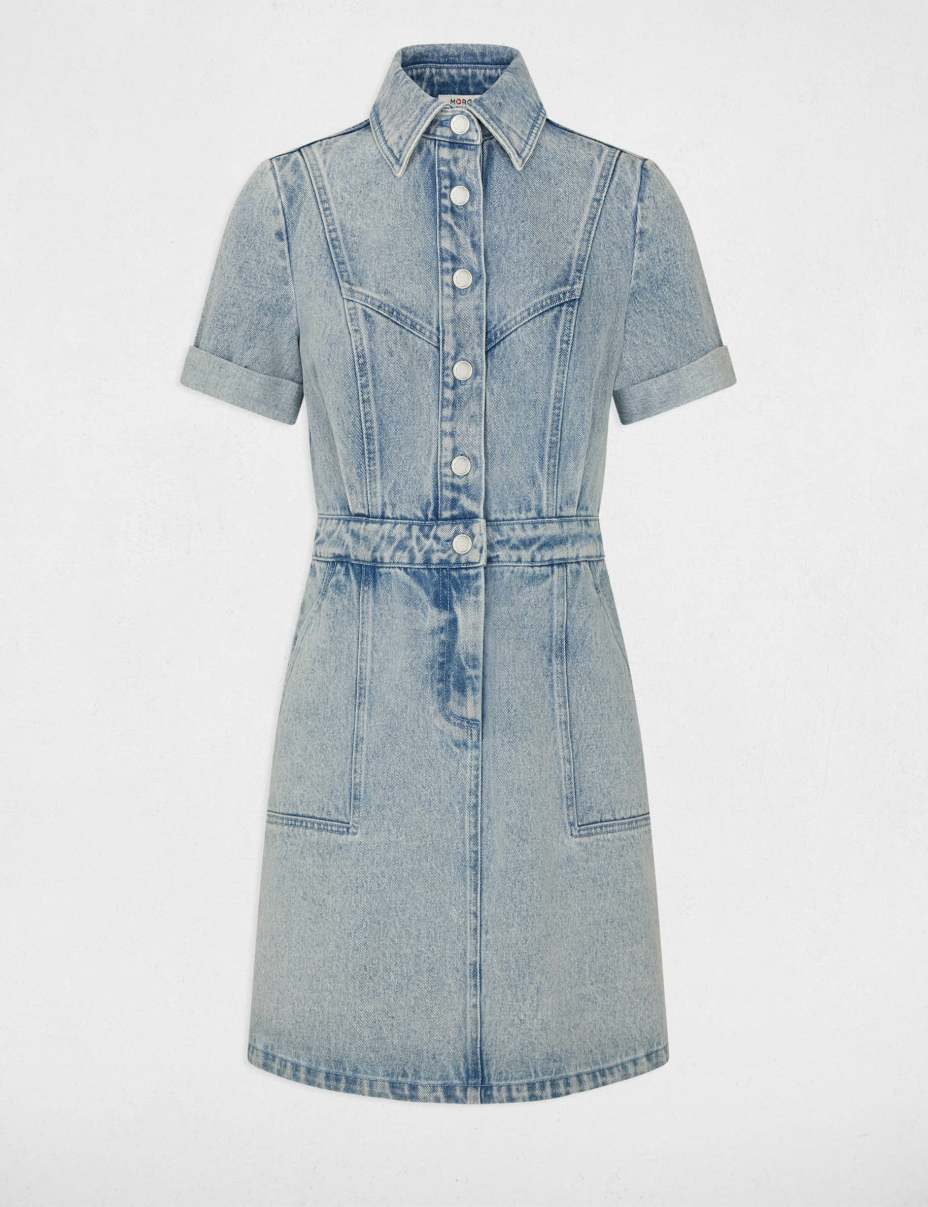 robe courte boutonnee en jean jean bleached femme Robe courte boutonnée en jean jean bleached femme