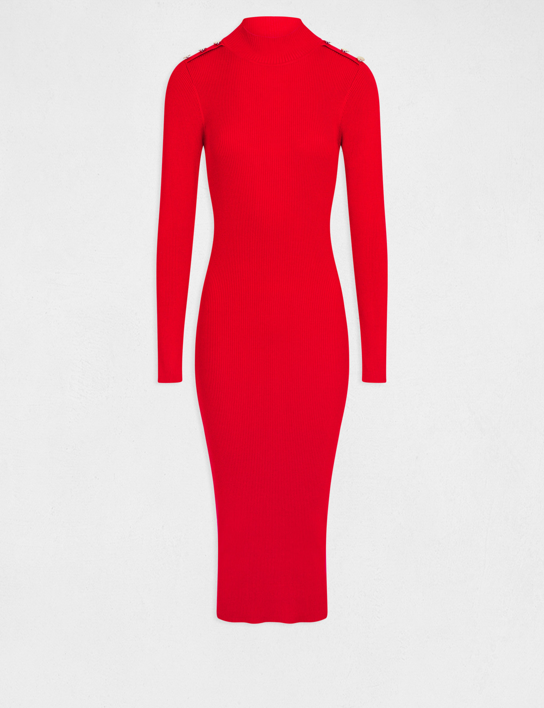 Robe pull longue ajustée dos ouvert rouge moyen femme