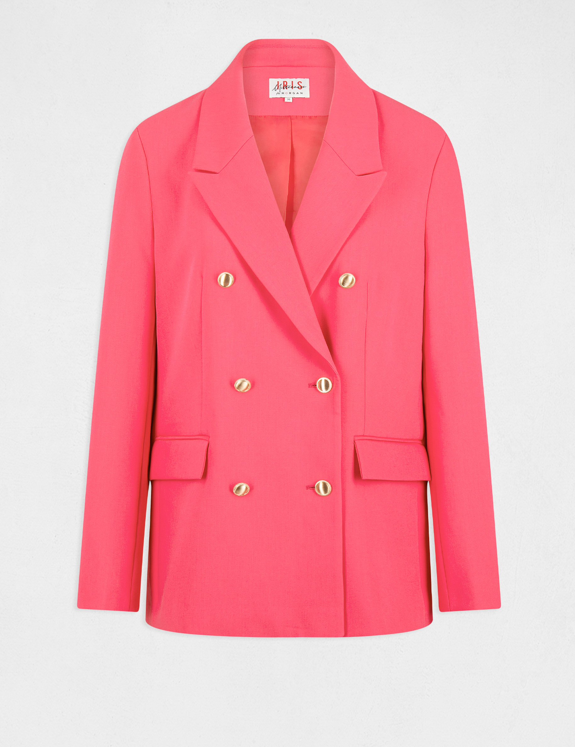 Veste droite boutonnée rose moyen femme Veste droite boutonnée rose moyen femme