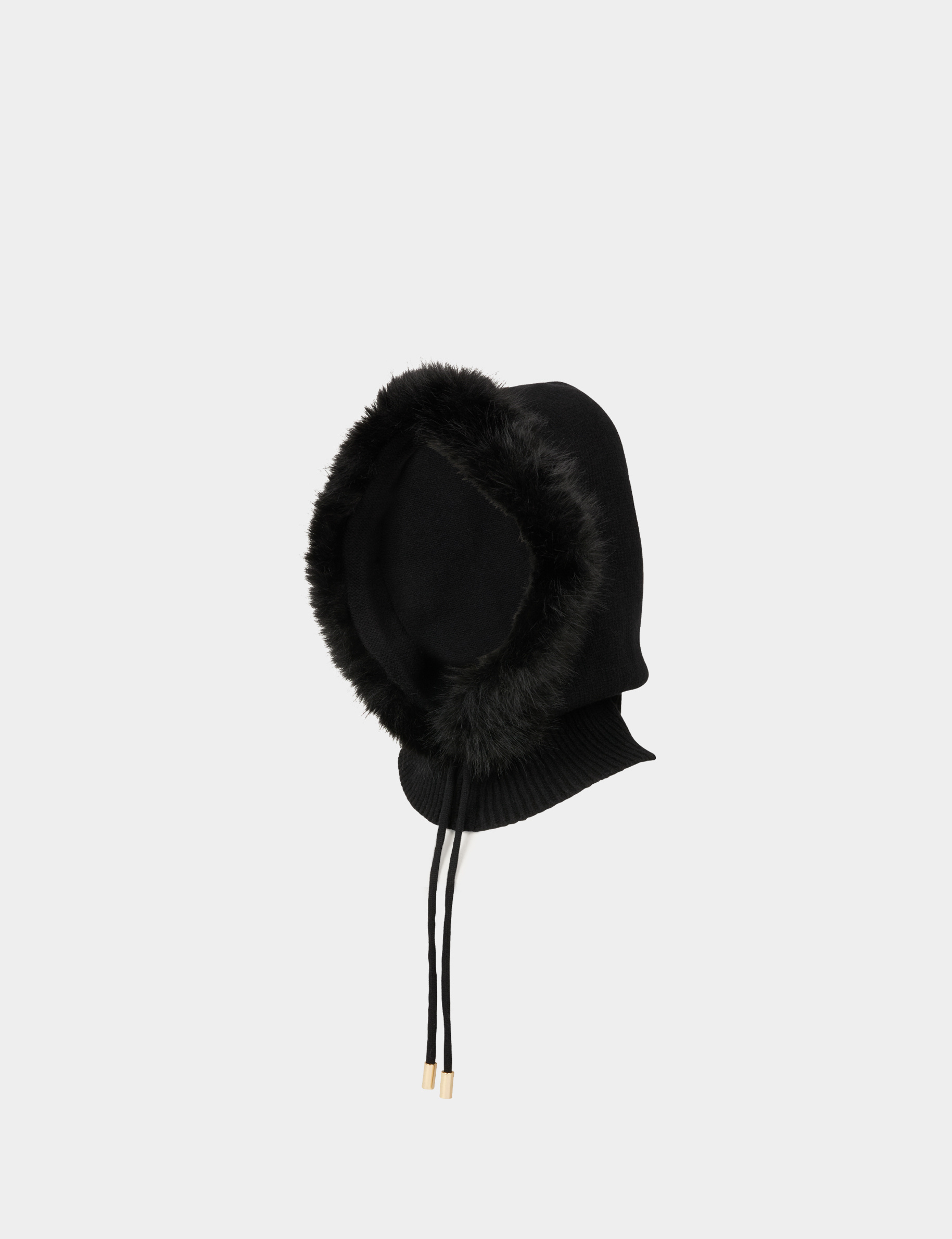 Cagoule bord fausse fourrure noir femme