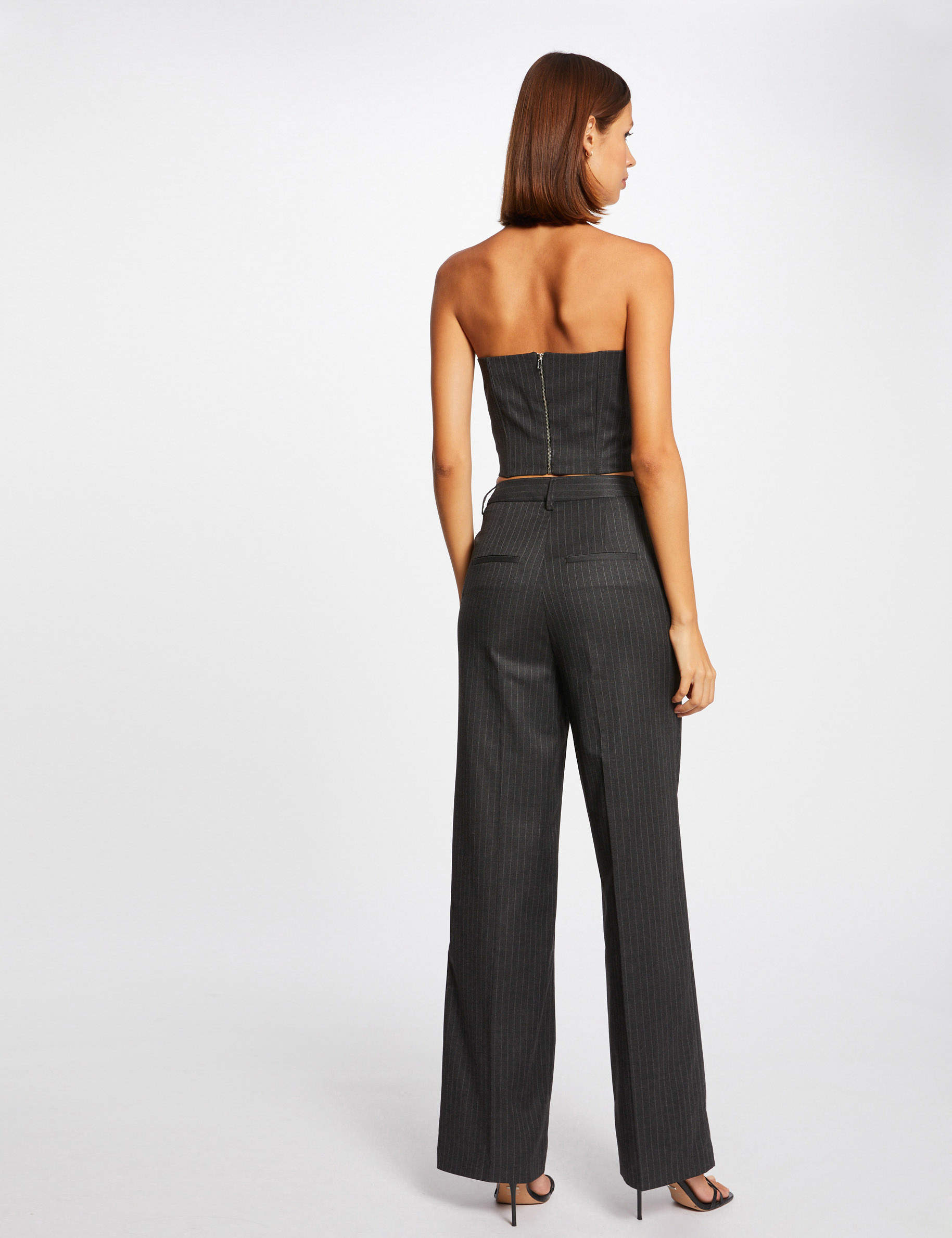 Bustier sans manches à rayures gris anthracite femme Bustier sans manches à rayures gris anthracite femme