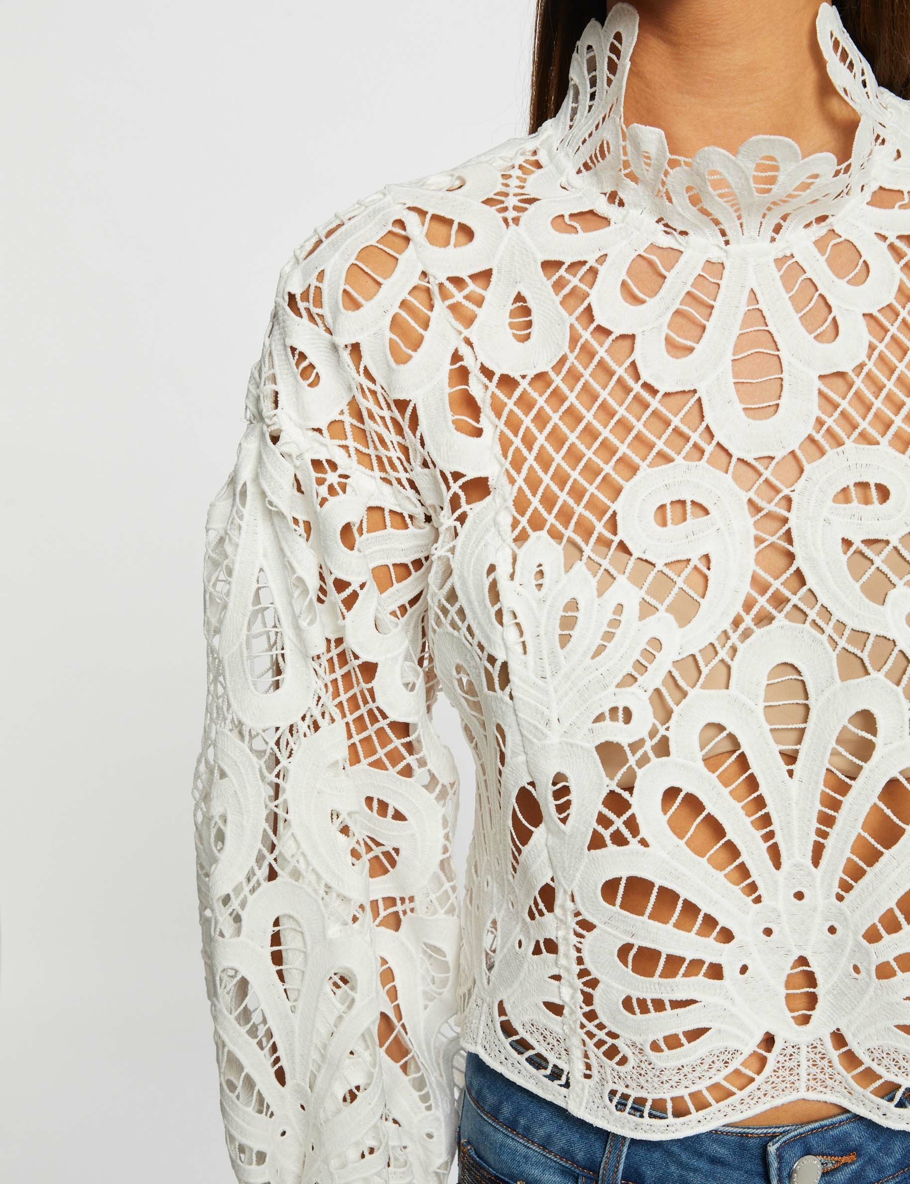 blouse manches longues en dentelle ecru femme Blouse manches longues en dentelle ecru femme