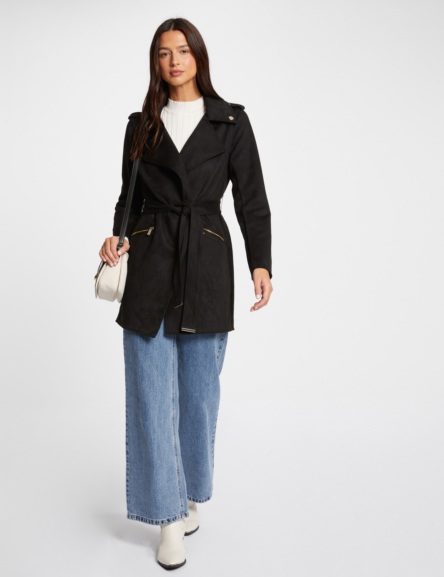Manteau long suedine femme best sale