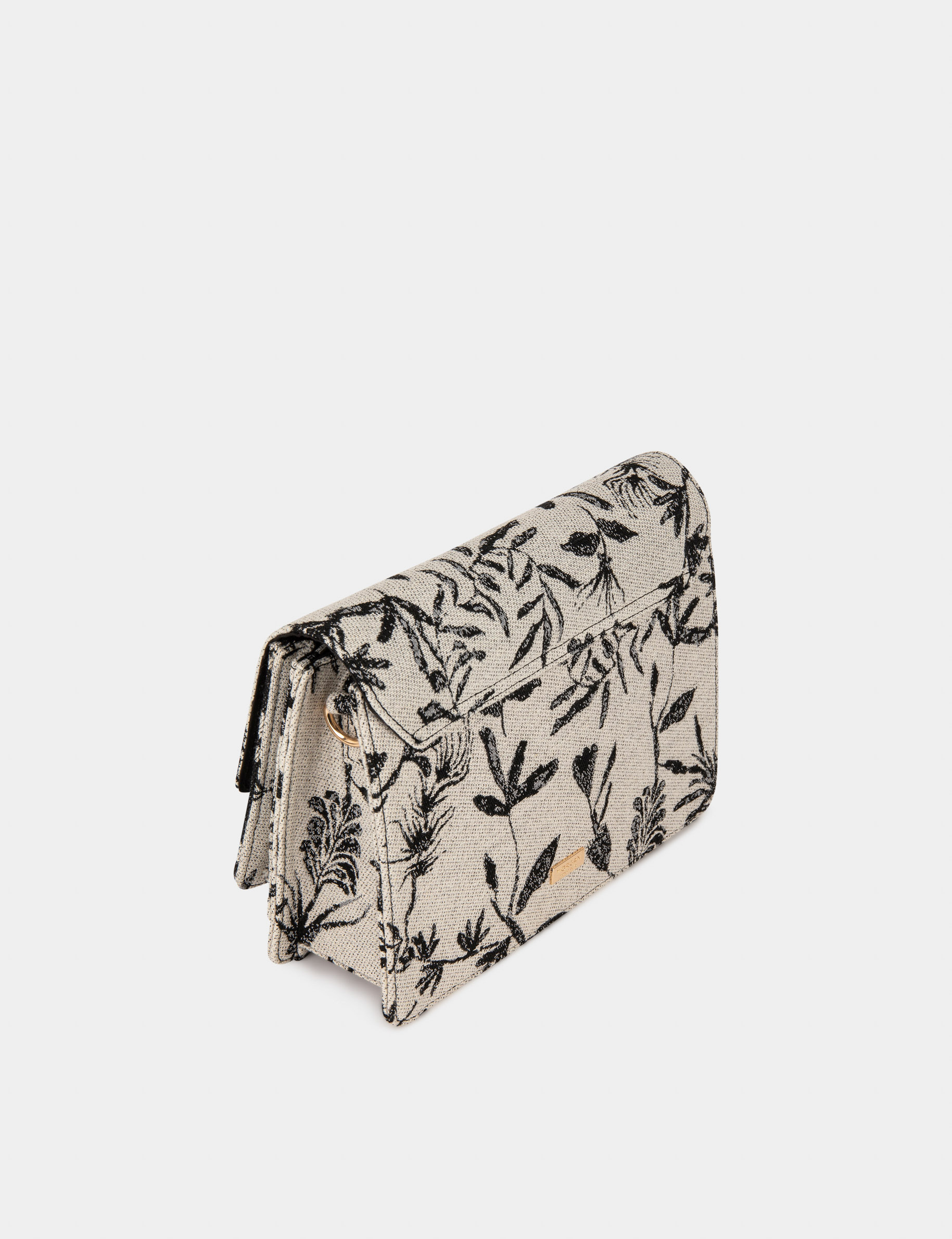 sac a rabat imprime vegetal noir femme Sac à rabat imprimé végétal noir femme