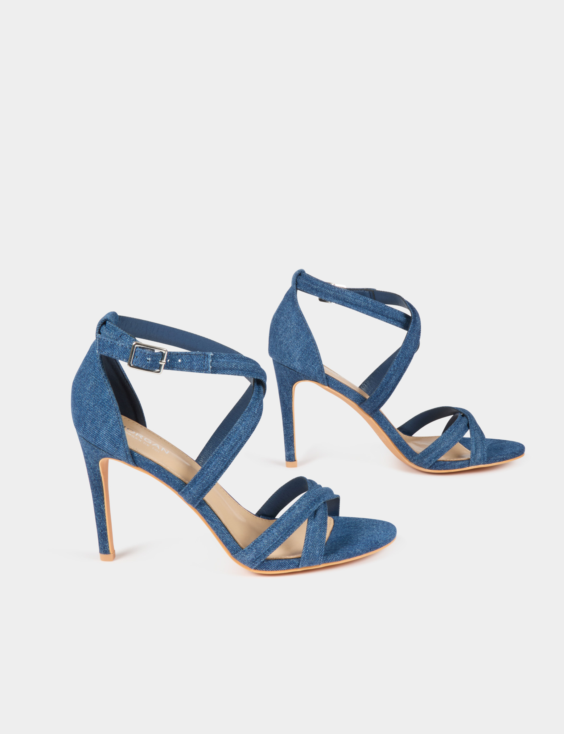 sandales a talons en jean denim brut femme Sandales à talons en jean denim brut femme