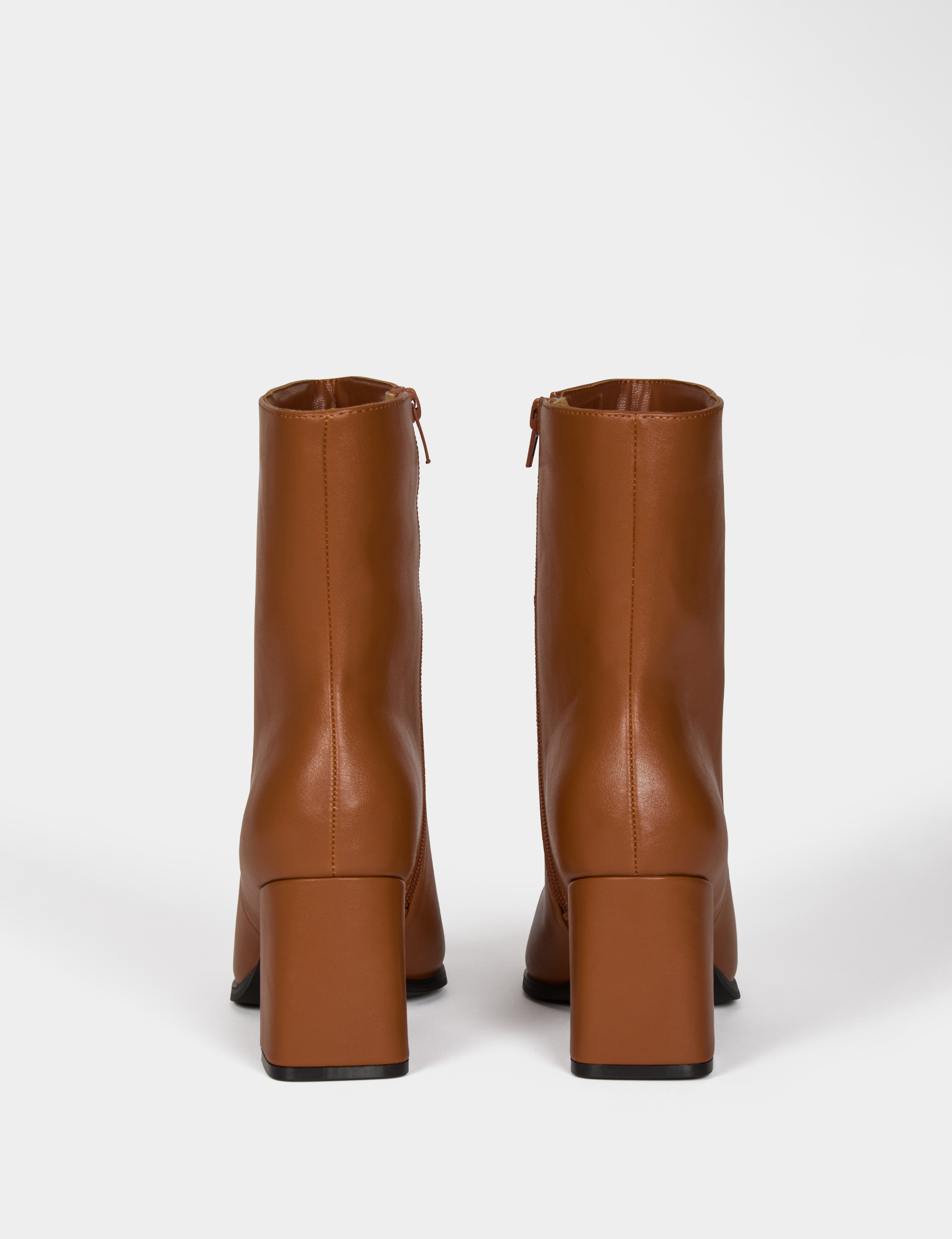 Botte courte &agrave; talon camel femme
