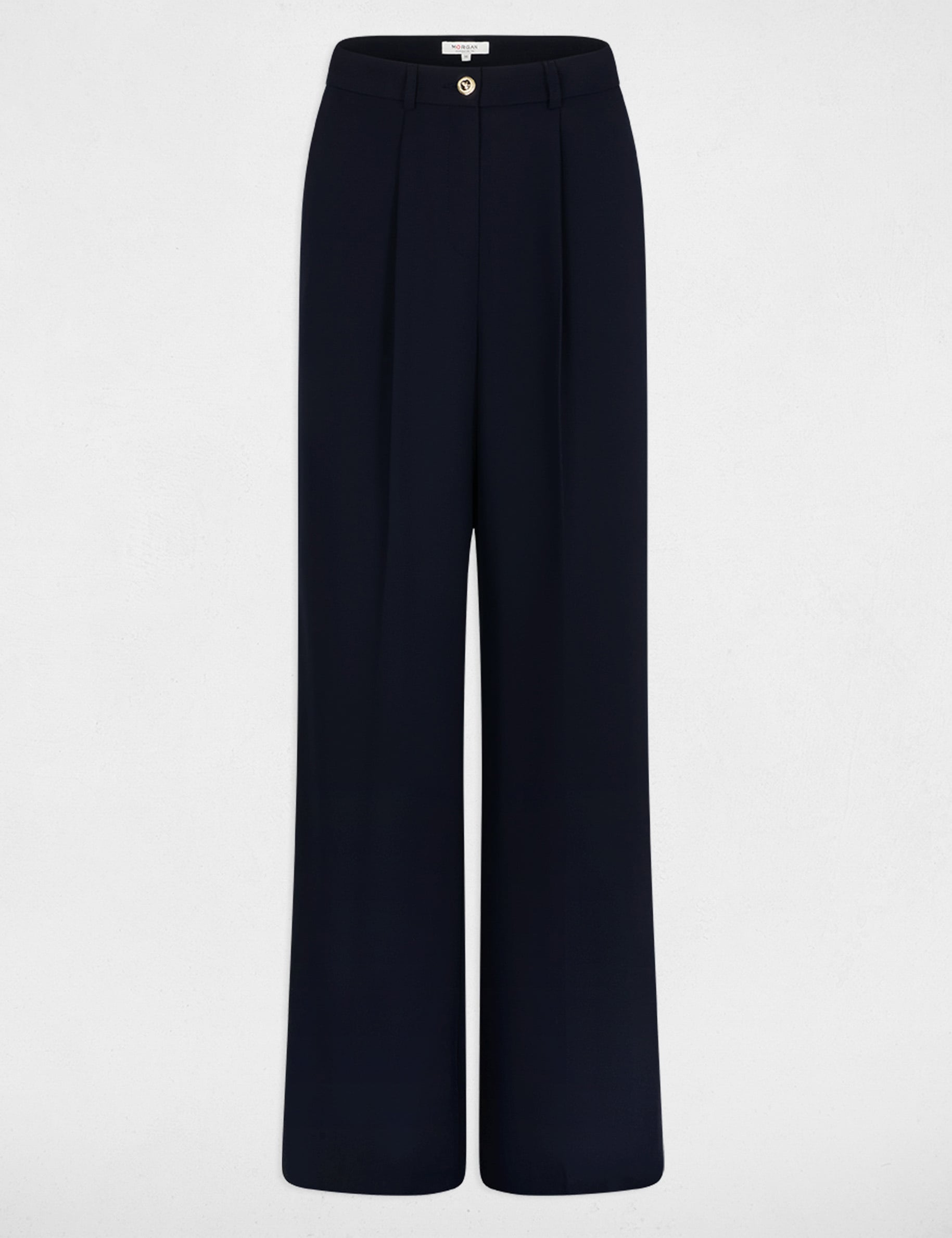 Pantalon slim taille haute bleu marine femme