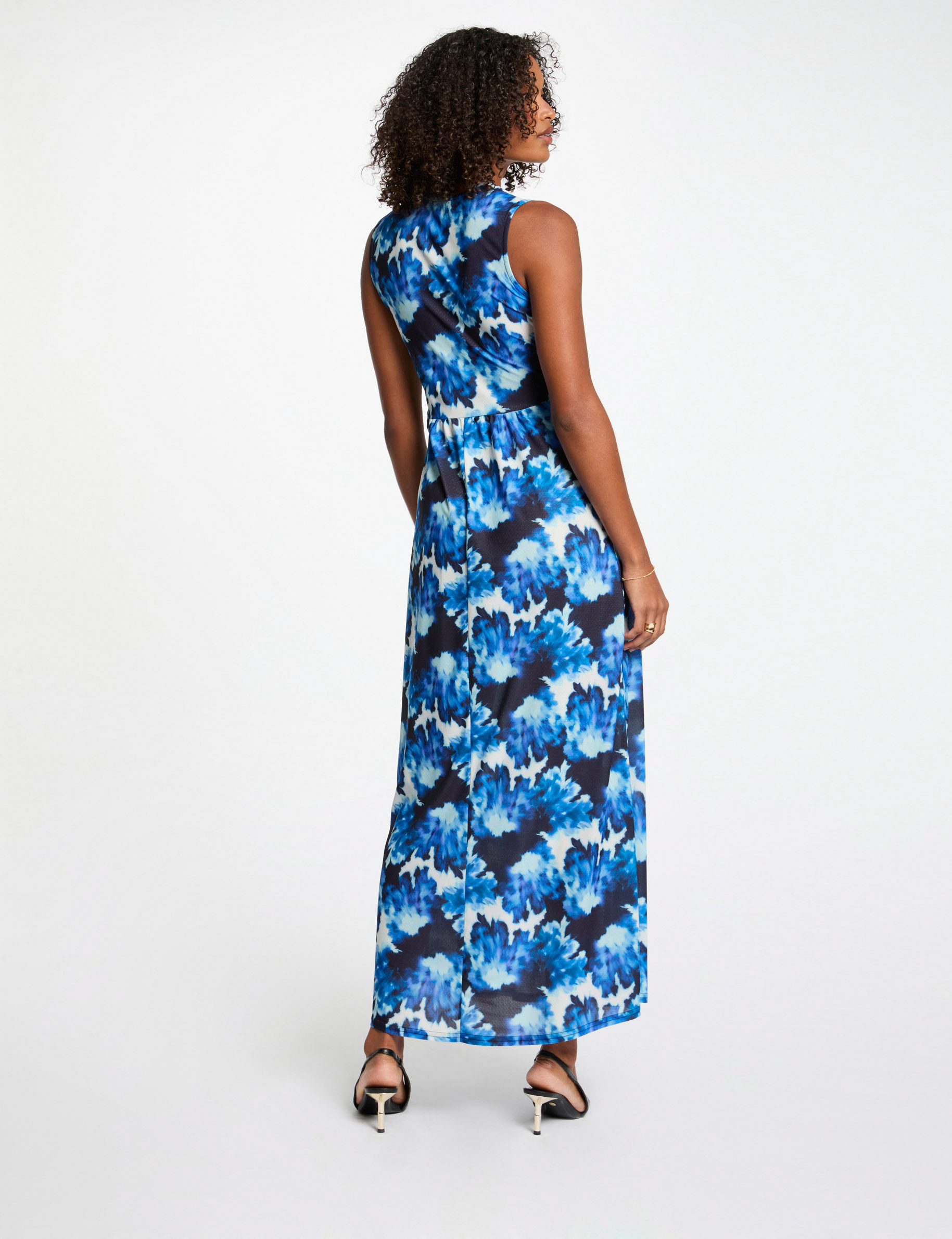 Robe longue droite imprimée multicolore femme