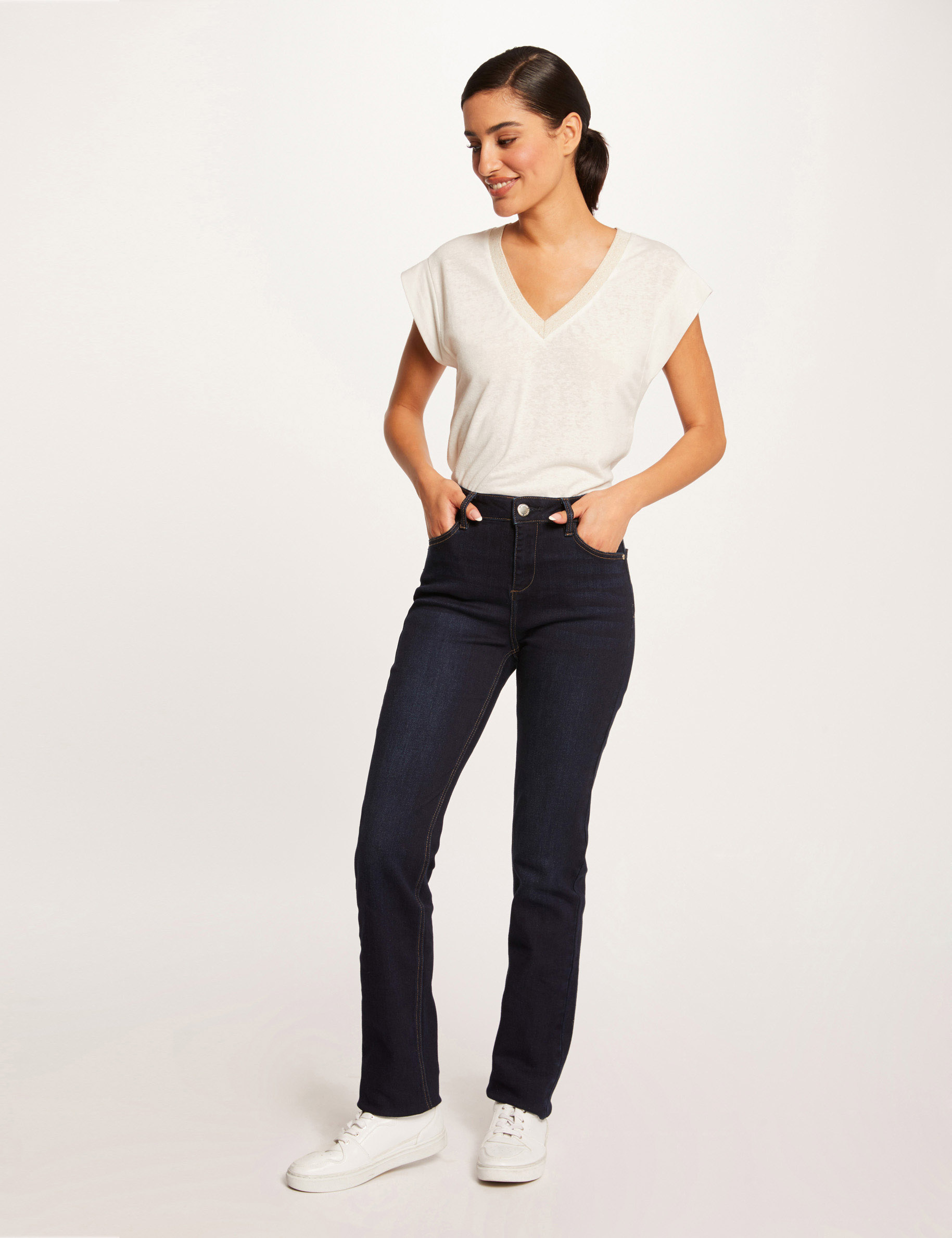 Jeans regular taille standard jean brut femme